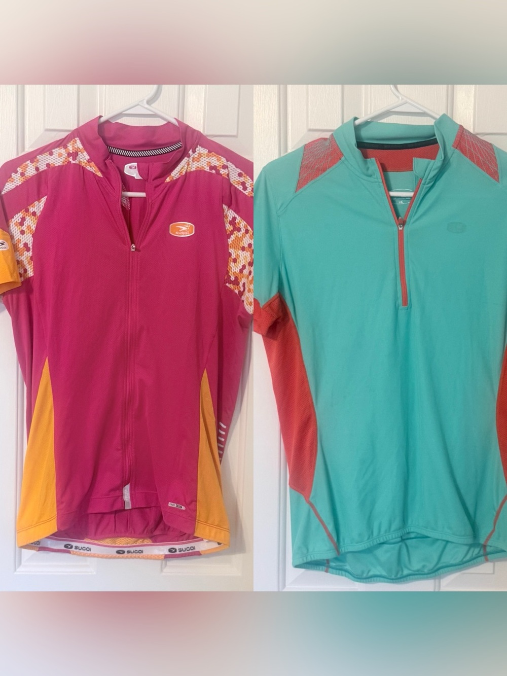 SUGOI Magenta and Orange Short-Sleeve Cycling Jersey